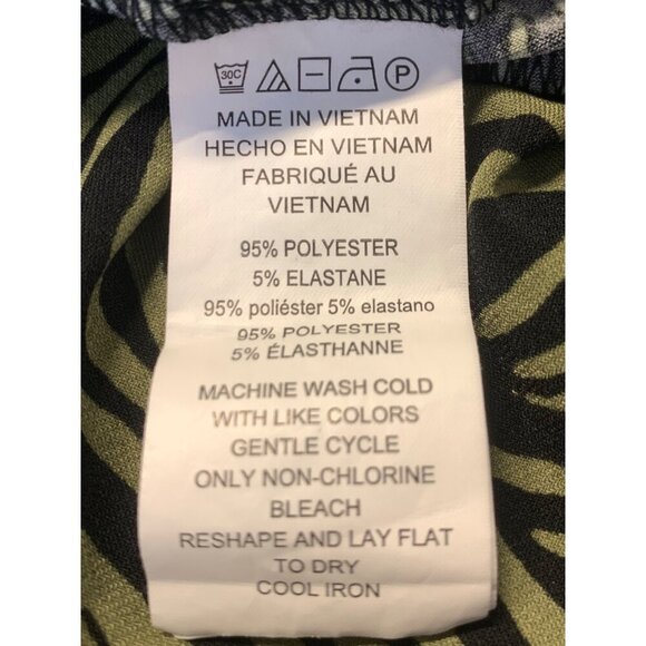 Michael Kors XL Extra Large Midi Skirt Green Ruched Zebra Slit Women EUC - Picture 6 of 6